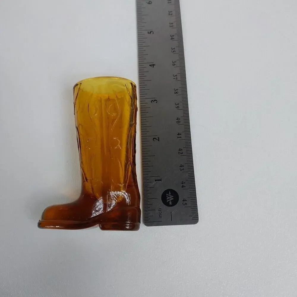 Glass Cowboy Boot Shot Glass‎ Amber